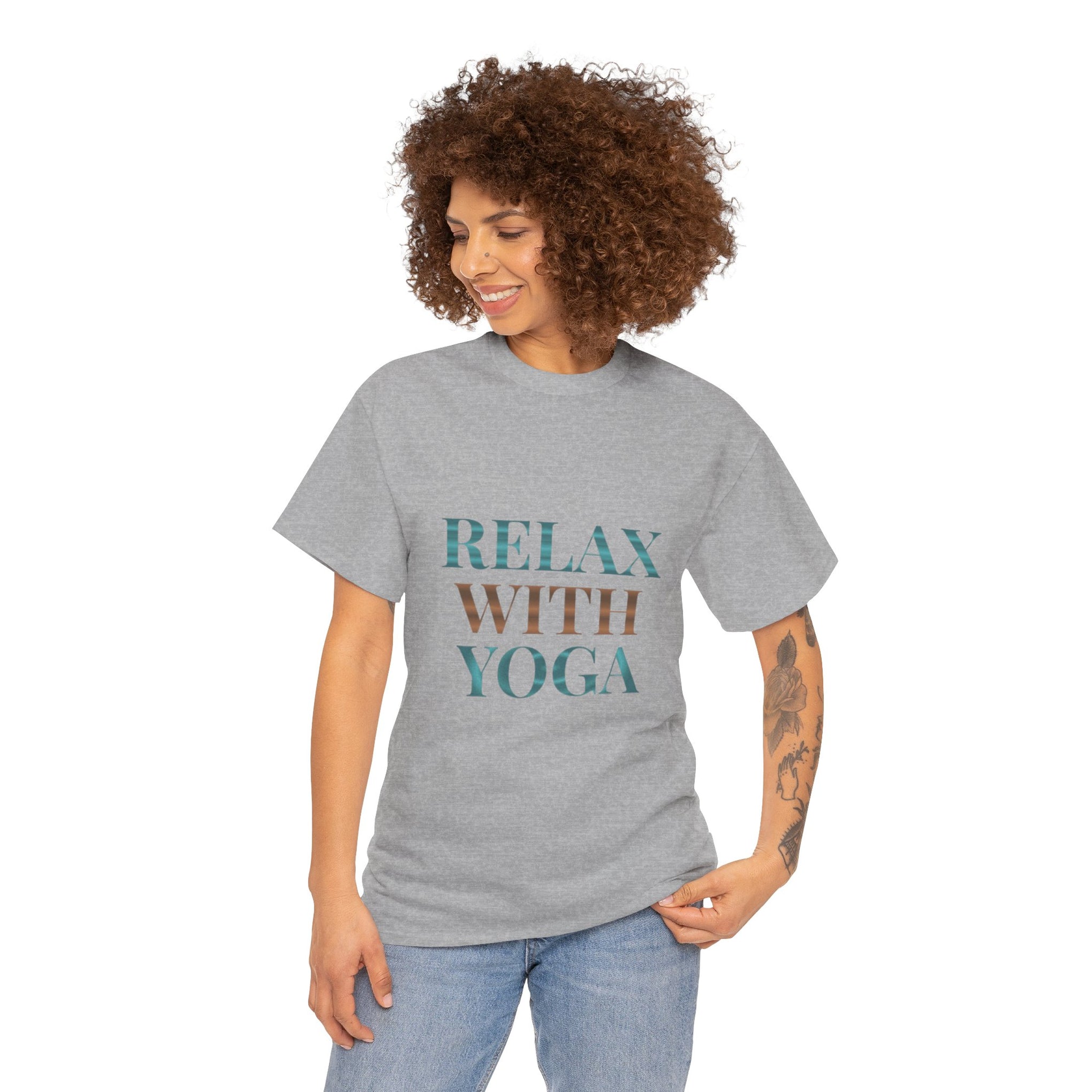 Relax With Yoga T-Shirt — Minimal Wellness Tee for Yogis & Meditation