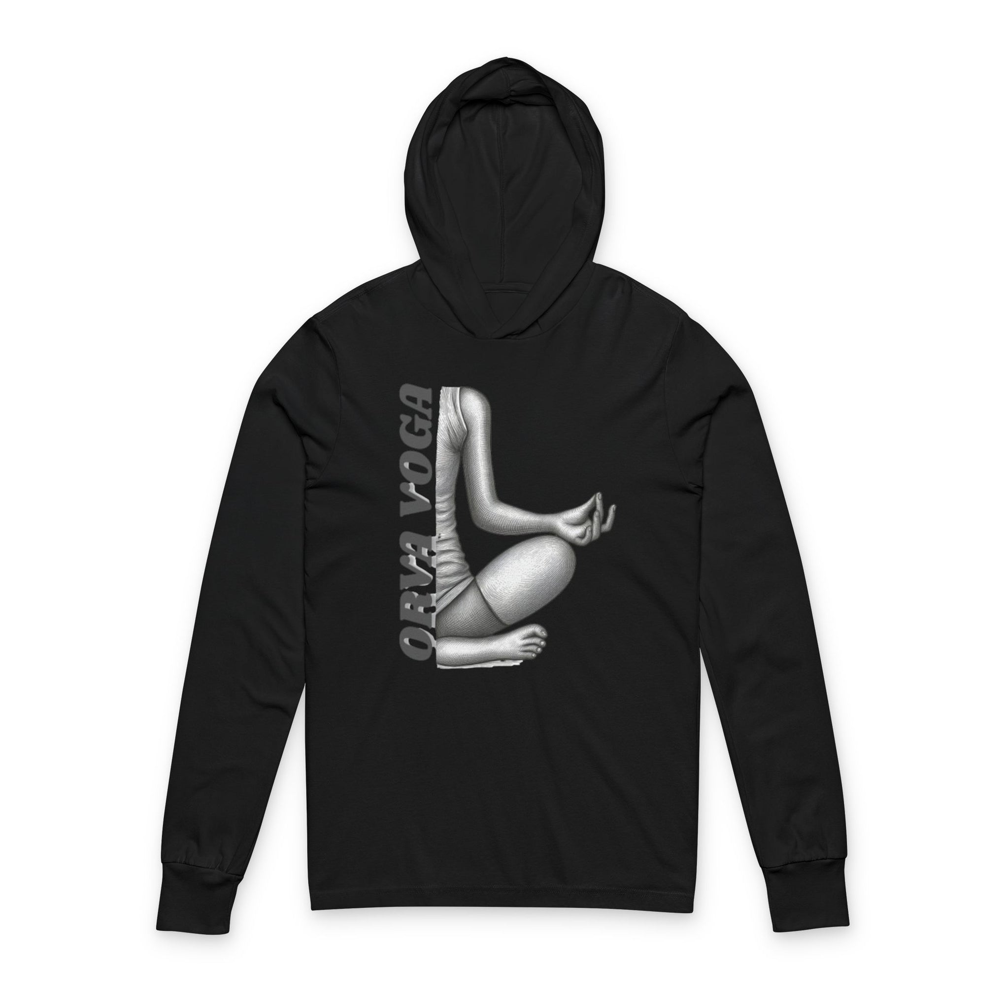 Yoga Hoodie Tee — 'Orva Voga' Meditative Pose Graphic Long Sleeve