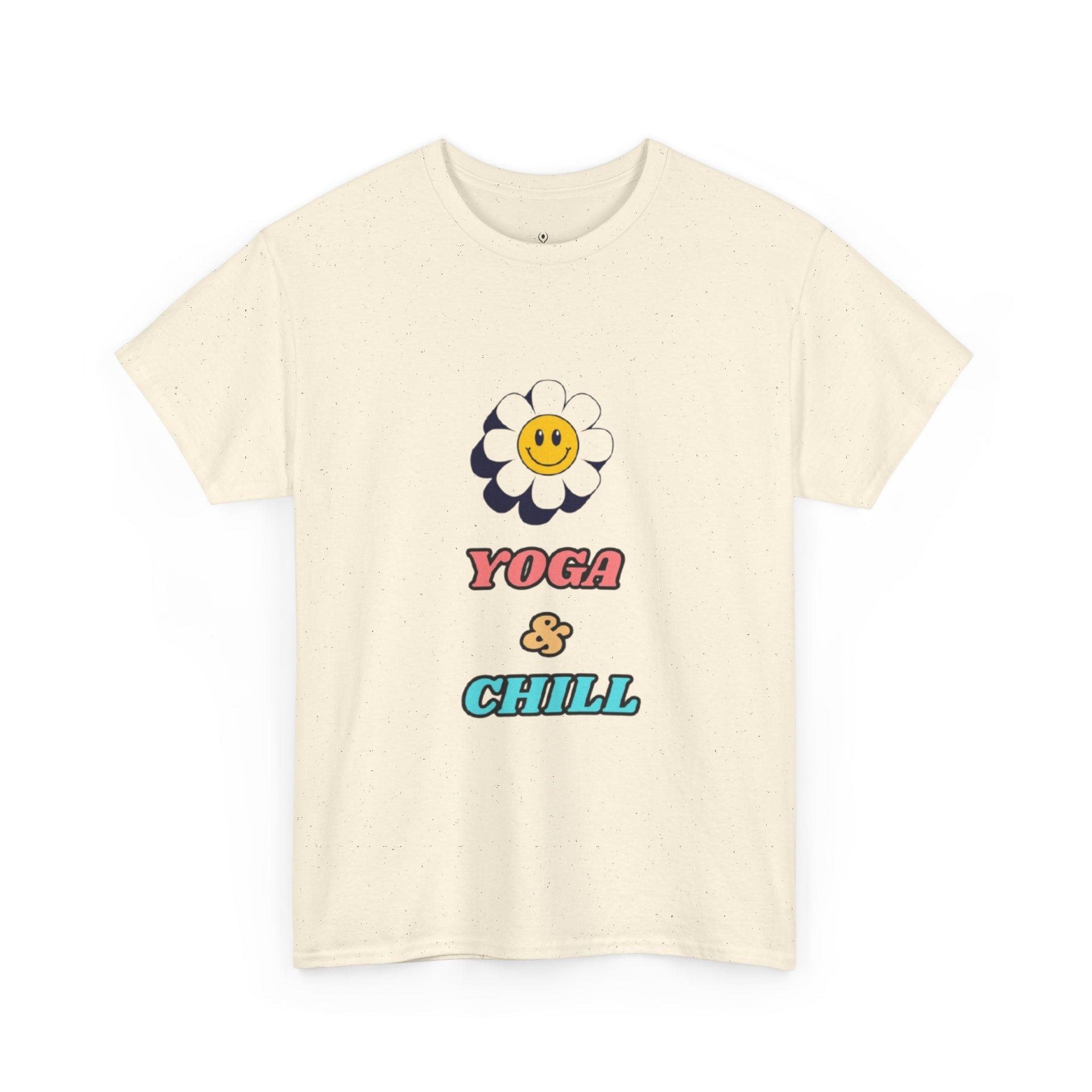 Yoga & Chill T‑Shirt — Smiley Daisy Graphic Tee for Yoga Lovers