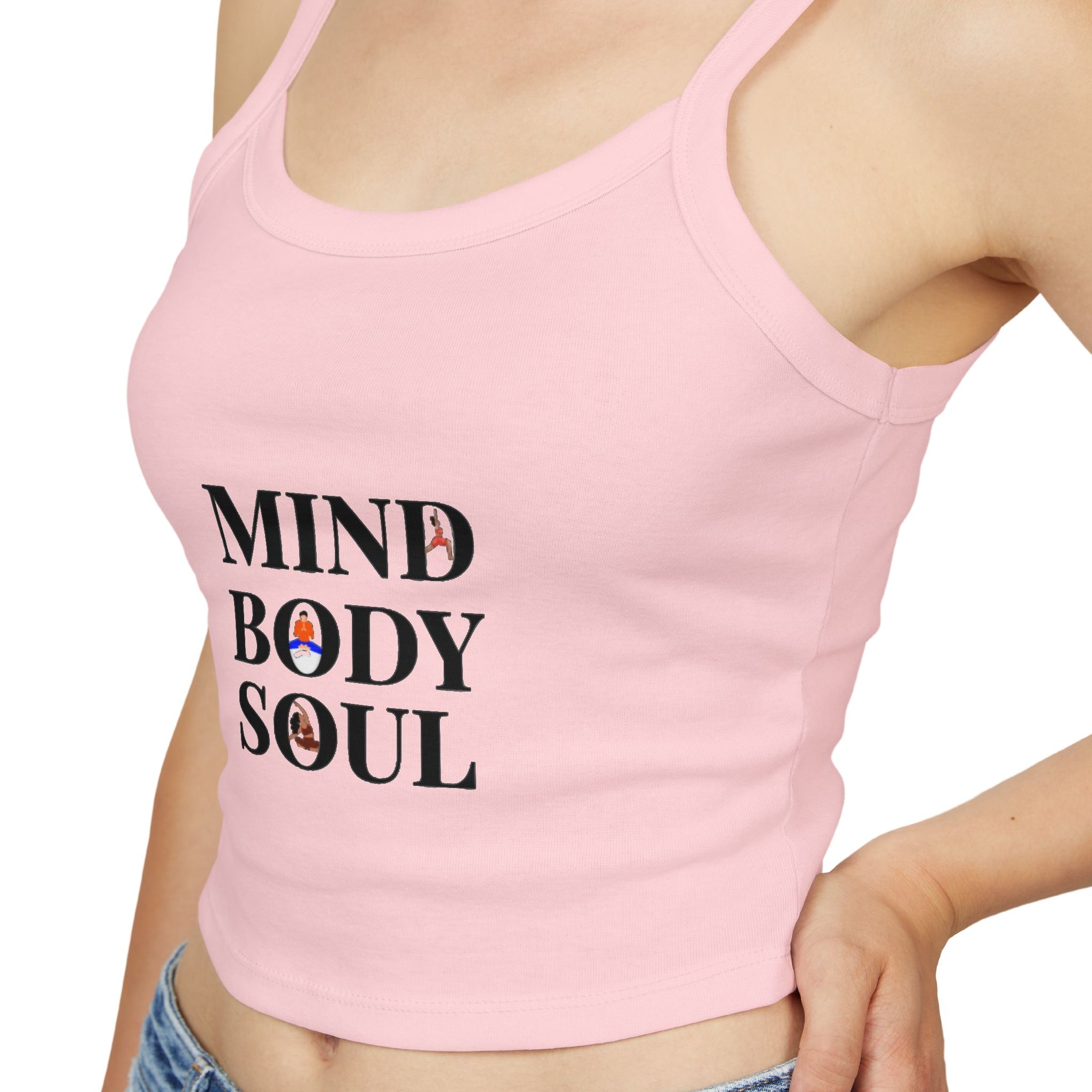 Mind Body Soul Crop Tank — Women’s Spiritual Yoga Spaghetti Strap Top