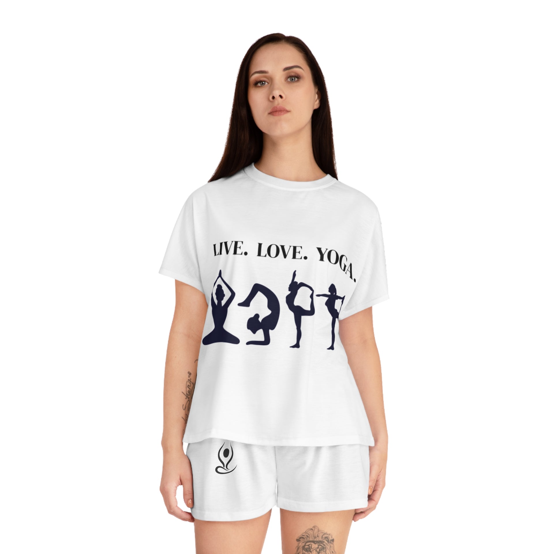 Live. Love. Yoga. Women's Short Pajama Set — Relaxed Yoga Sleepwear