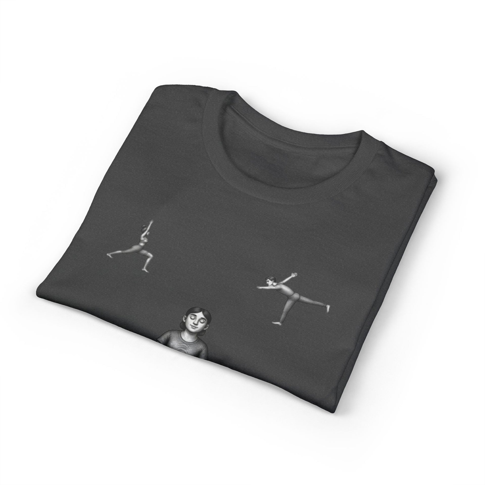 Yoga Poses T-Shirt — Meditating Figure with Asanas Graphic Tee