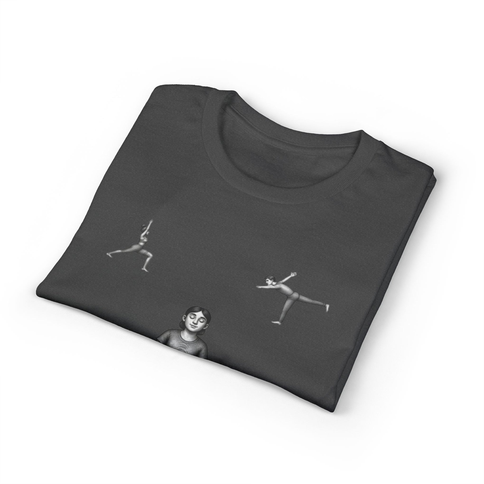Yoga Poses T-Shirt — Meditating Figure with Asanas Graphic Tee