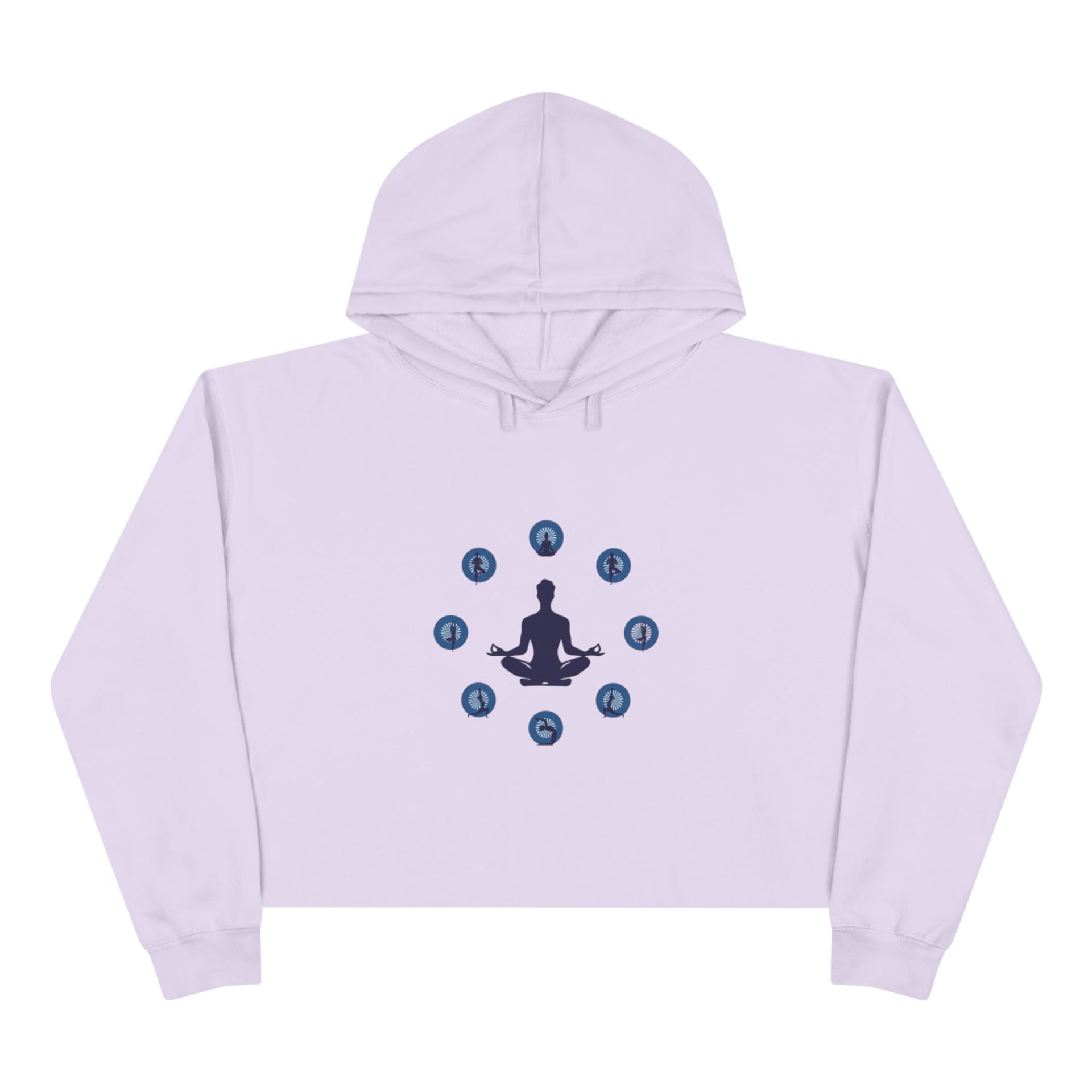 Chakra Meditation Crop Hoodie – Yoga Silhouette with Chakra Symbols