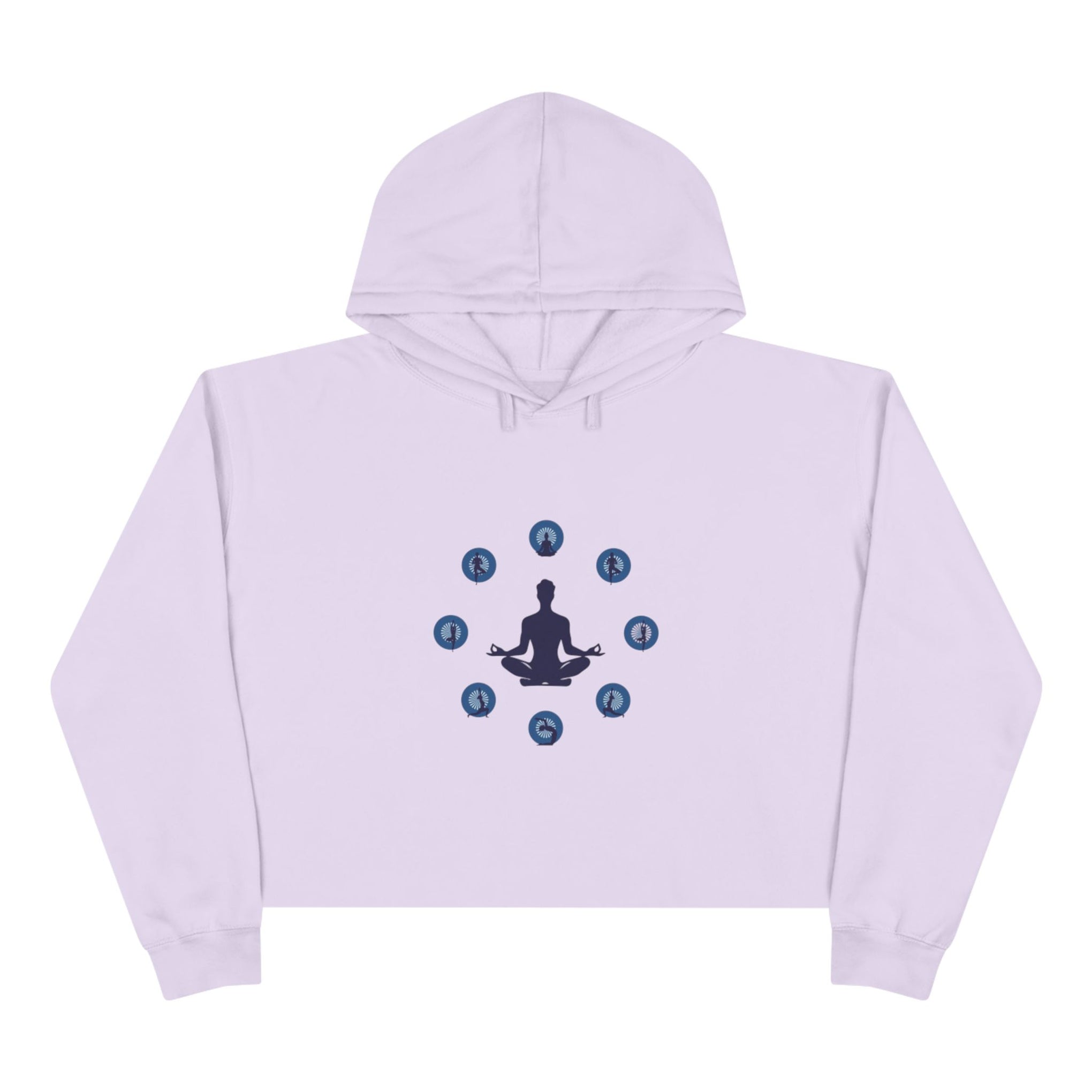 Chakra Meditation Crop Hoodie – Yoga Silhouette with Chakra Symbols