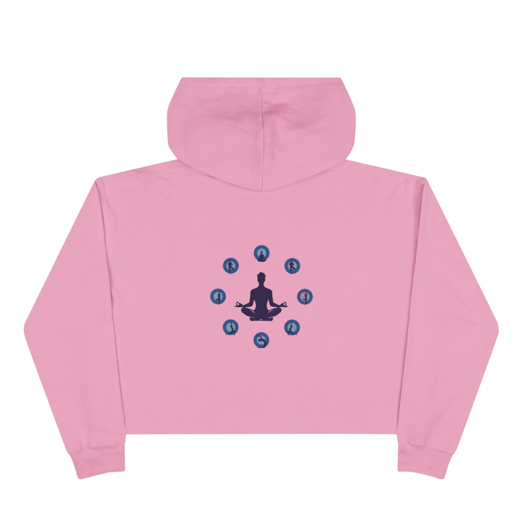 Chakra Meditation Crop Hoodie – Yoga Silhouette with Chakra Symbols