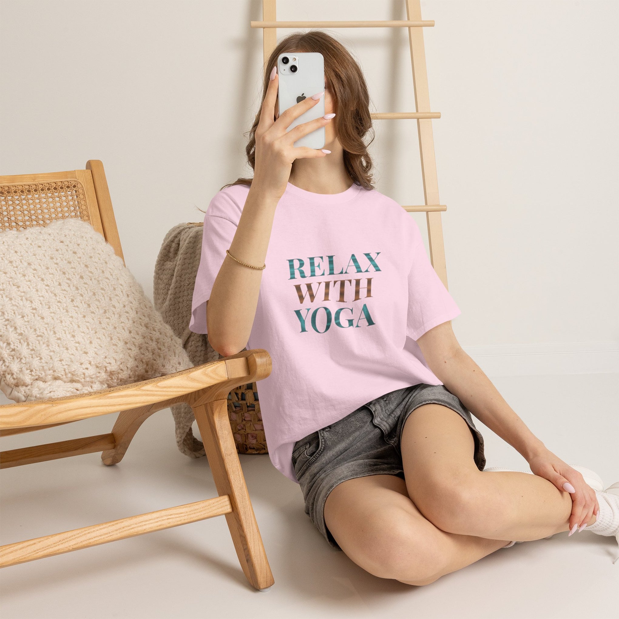 Relax With Yoga T-Shirt — Minimal Wellness Tee for Yogis & Meditation