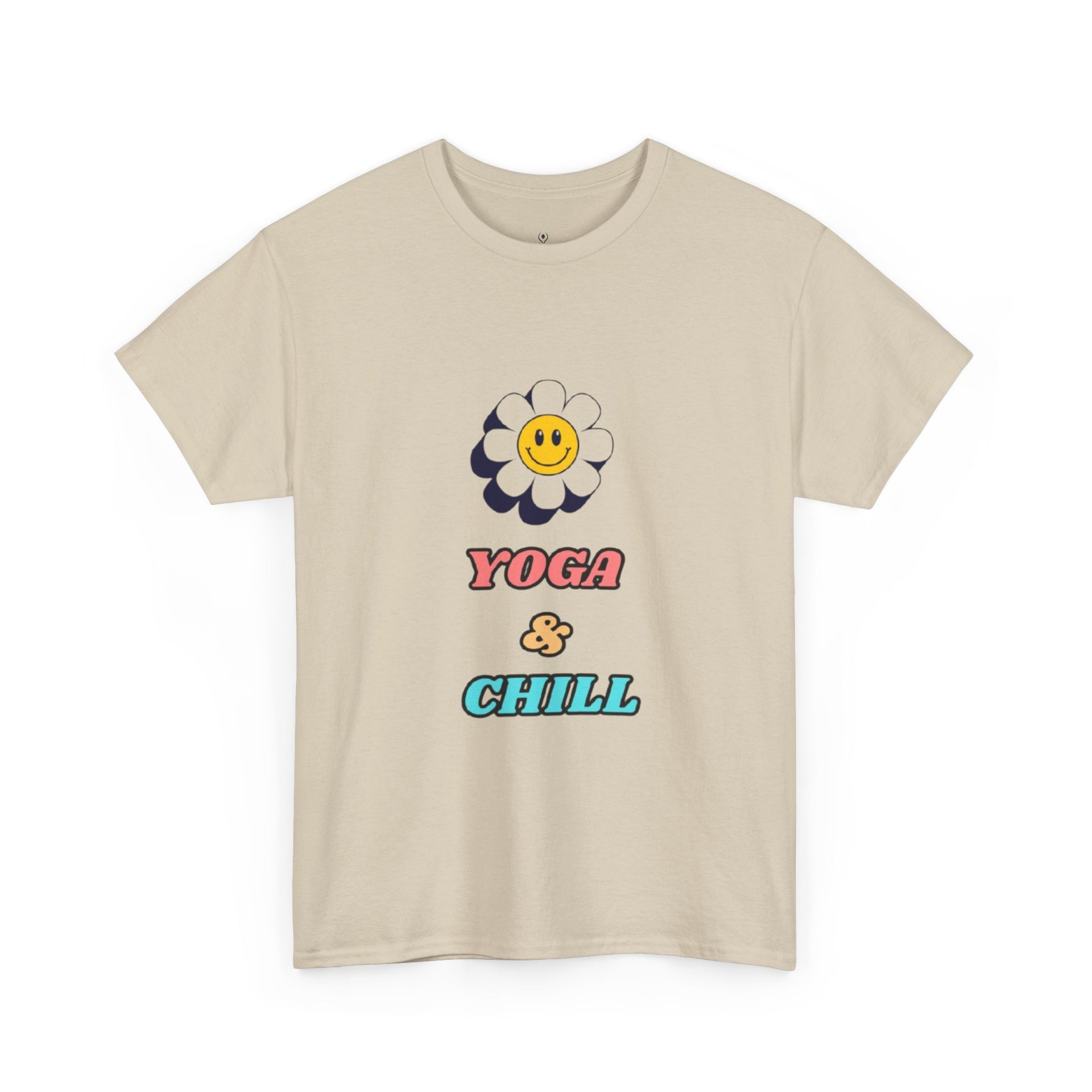 Yoga & Chill T‑Shirt — Smiley Daisy Graphic Tee for Yoga Lovers