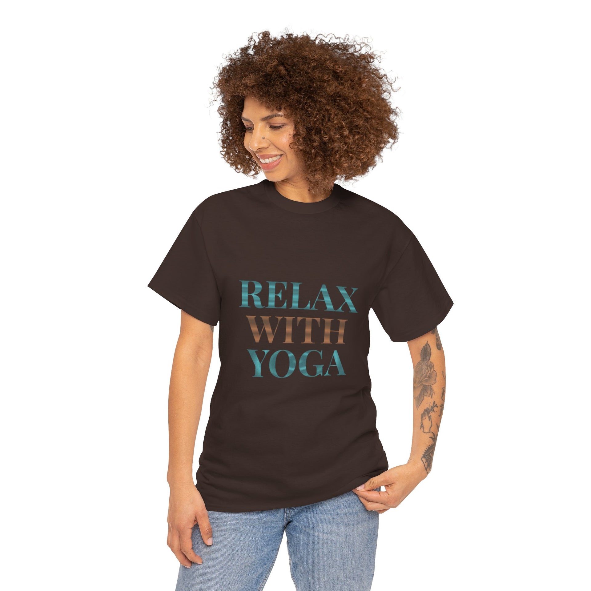 Relax With Yoga T-Shirt — Minimal Wellness Tee for Yogis & Meditation