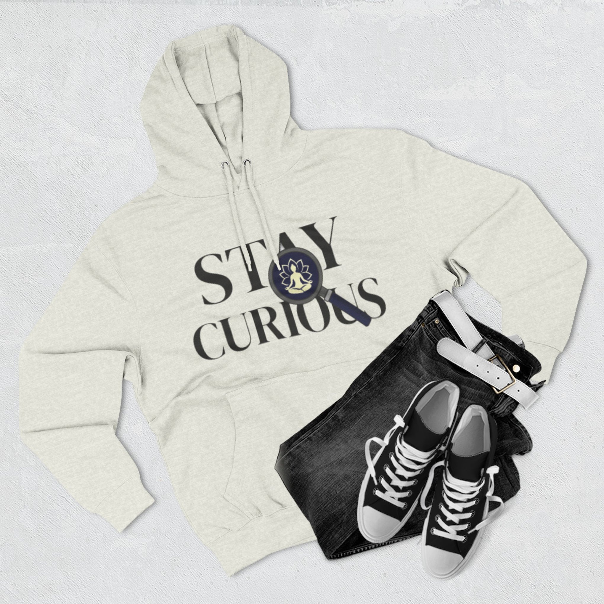 Stay Curious Fleece Hoodie — 'Inhale Exhale' Mindfulness Hoodie
