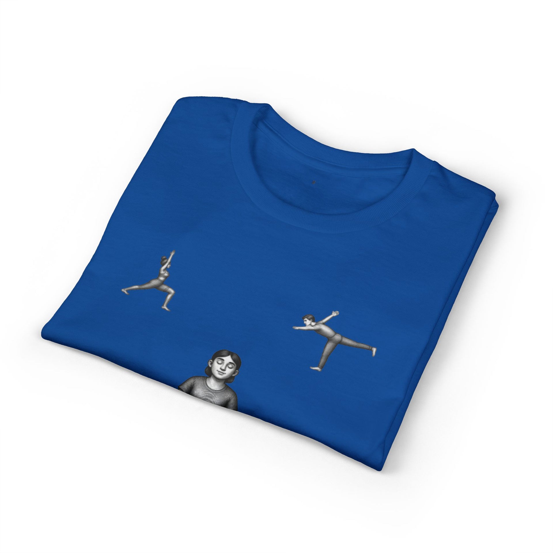 Yoga Poses T-Shirt — Meditating Figure with Asanas Graphic Tee
