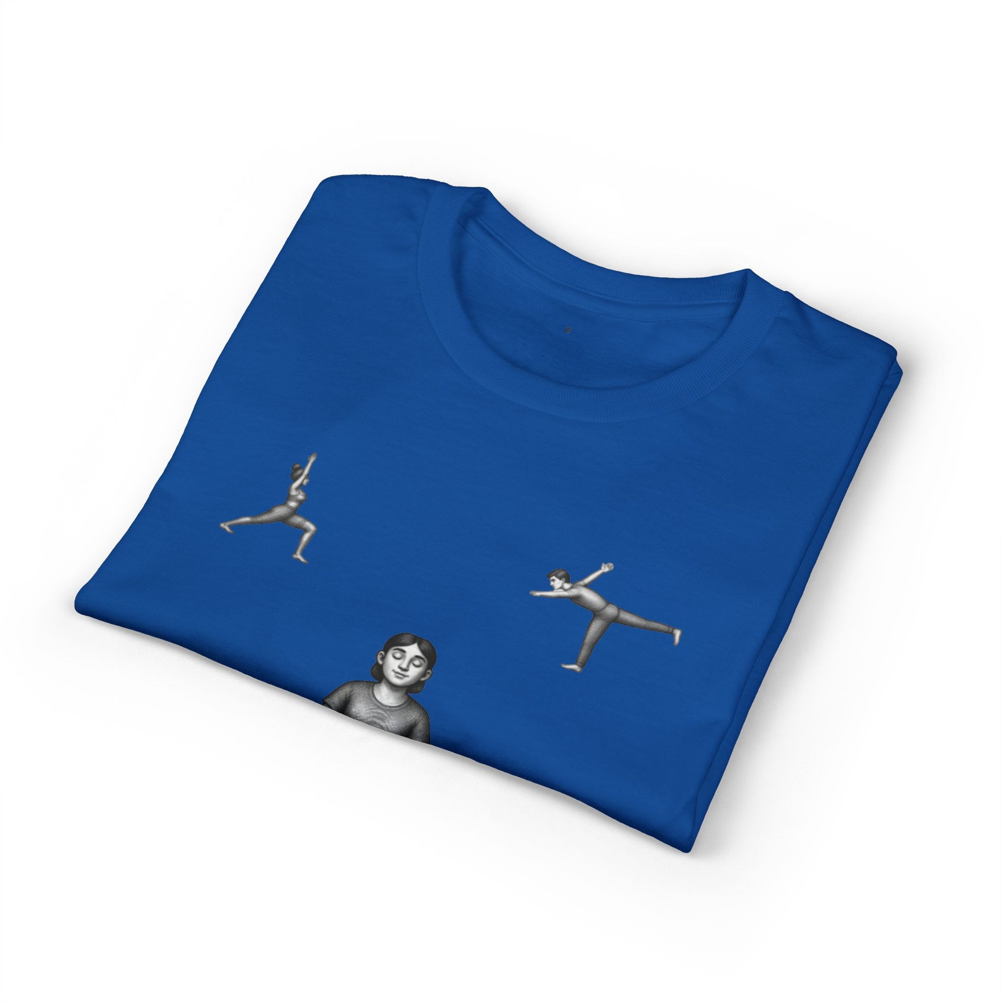 Yoga Poses T-Shirt — Meditating Figure with Asanas Graphic Tee