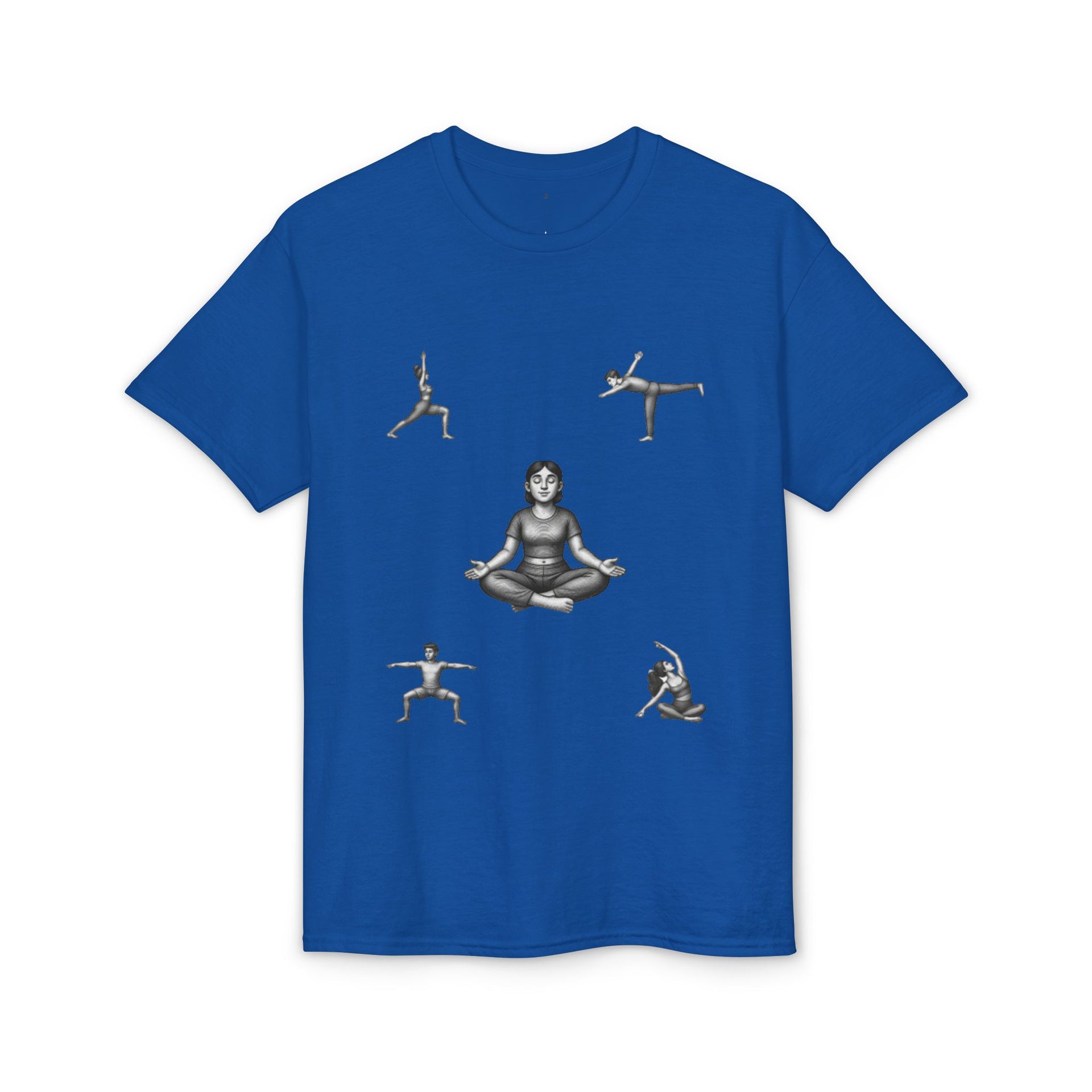 Yoga Poses T-Shirt — Meditating Figure with Asanas Graphic Tee