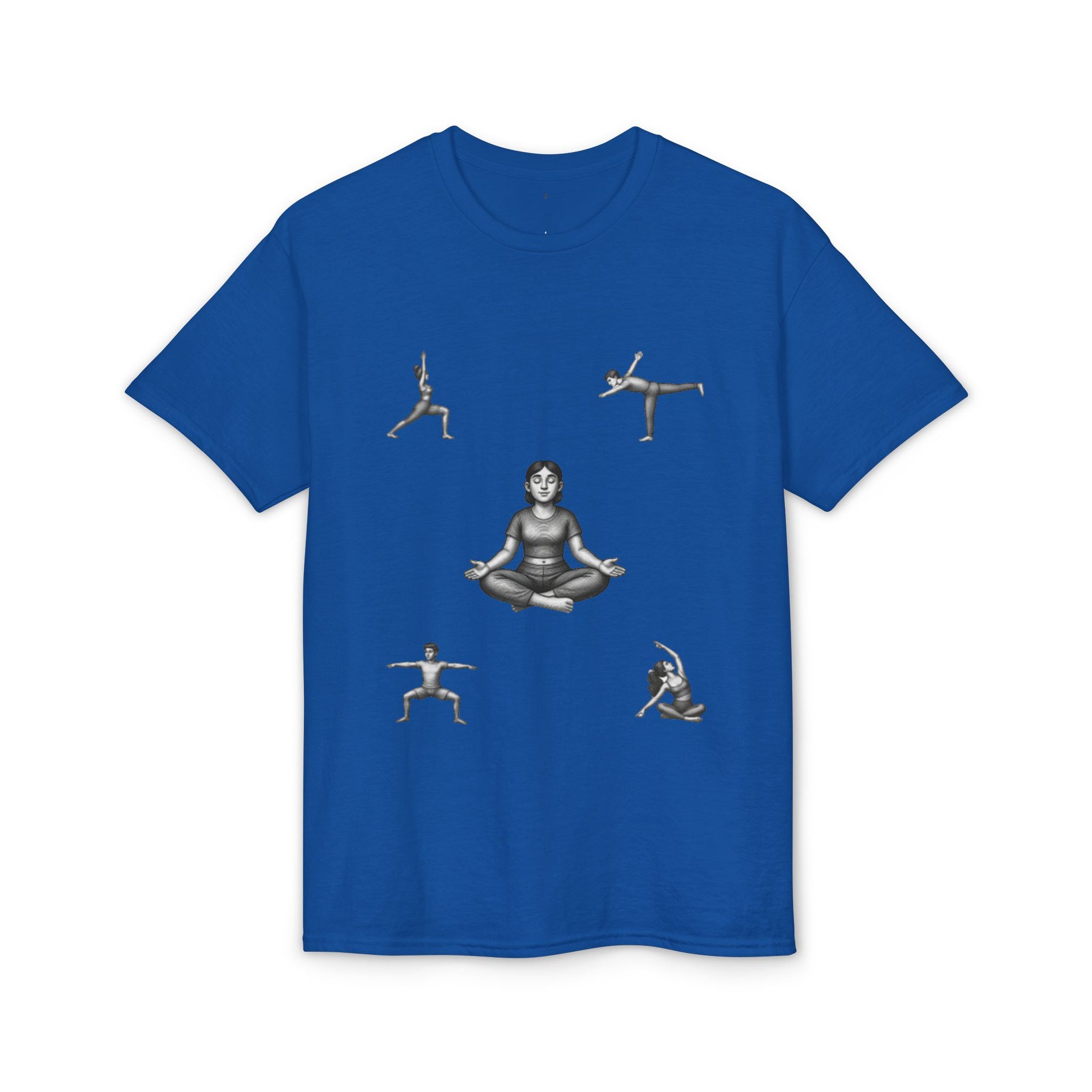 Yoga Poses T-Shirt — Meditating Figure with Asanas Graphic Tee