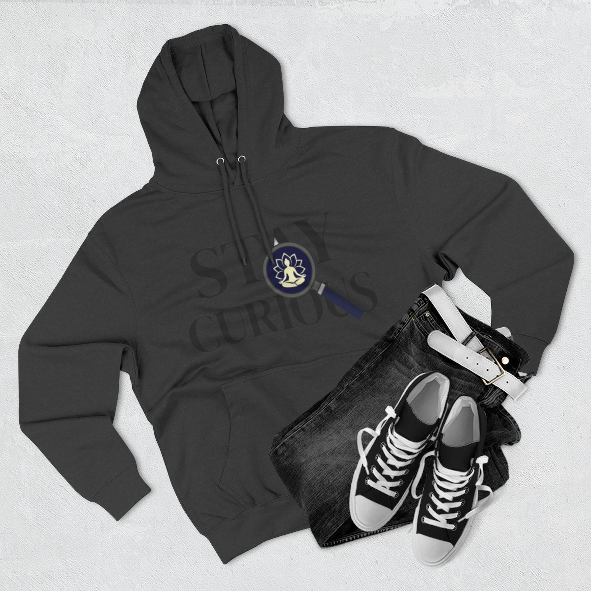 Stay Curious Fleece Hoodie — 'Inhale Exhale' Mindfulness Hoodie