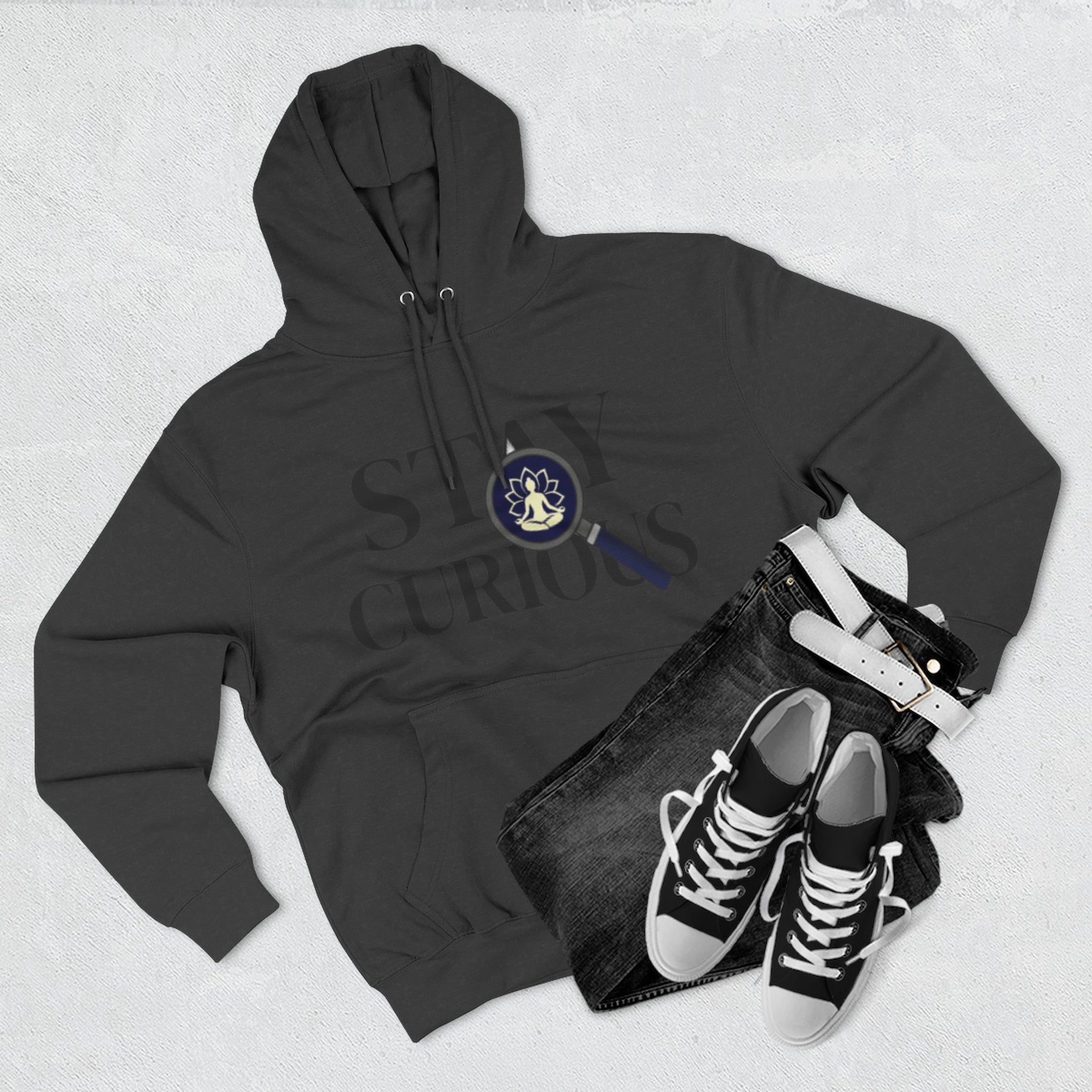 Stay Curious Fleece Hoodie — 'Inhale Exhale' Mindfulness Hoodie