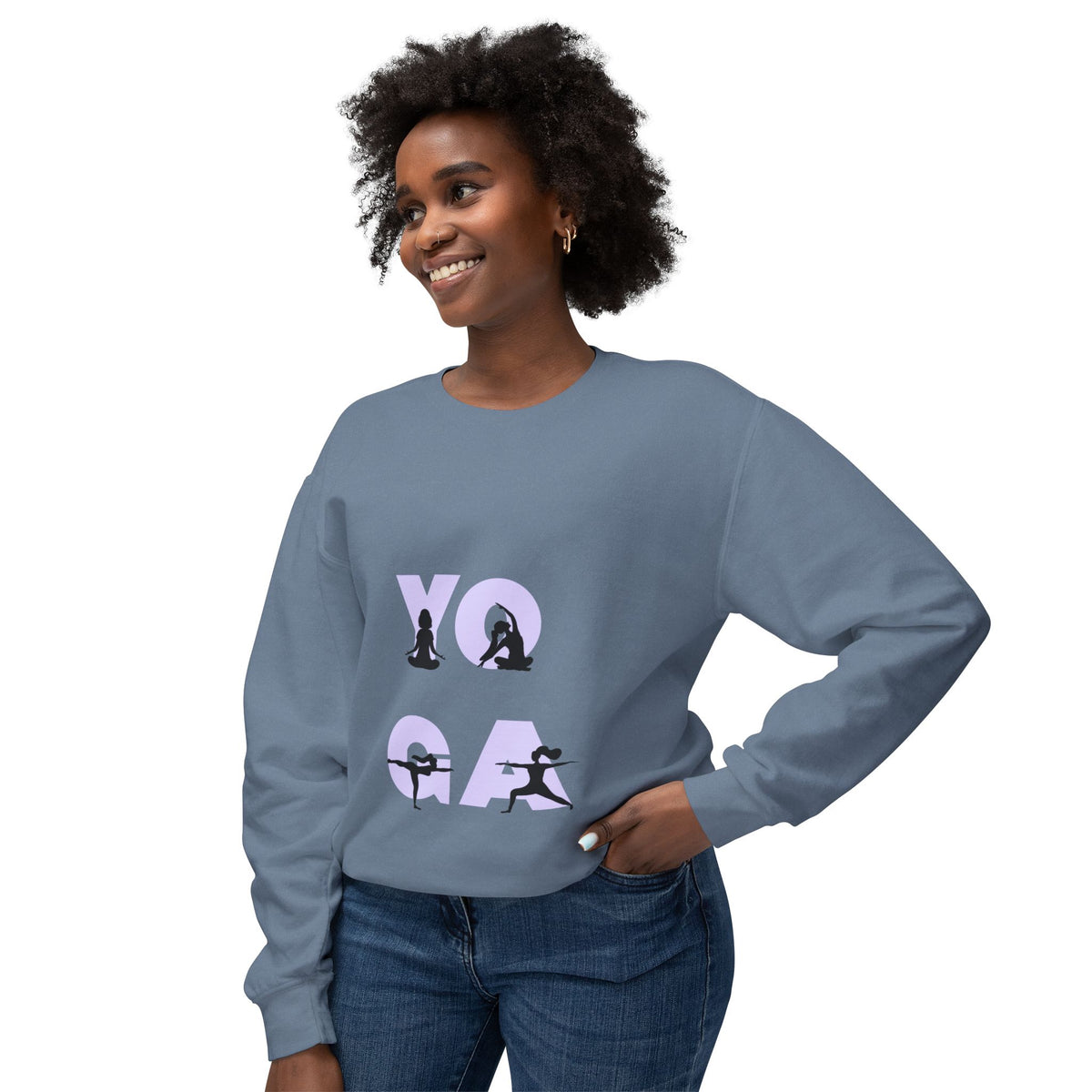Yoga Pose Crewneck Sweatshirt — 'YOGA' Silhouette Design
