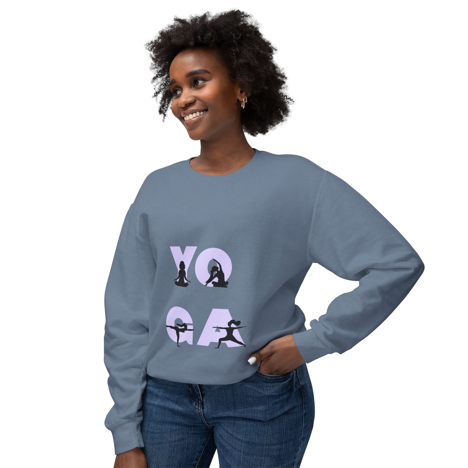 Yoga Pose Crewneck Sweatshirt — 'YOGA' Silhouette Design