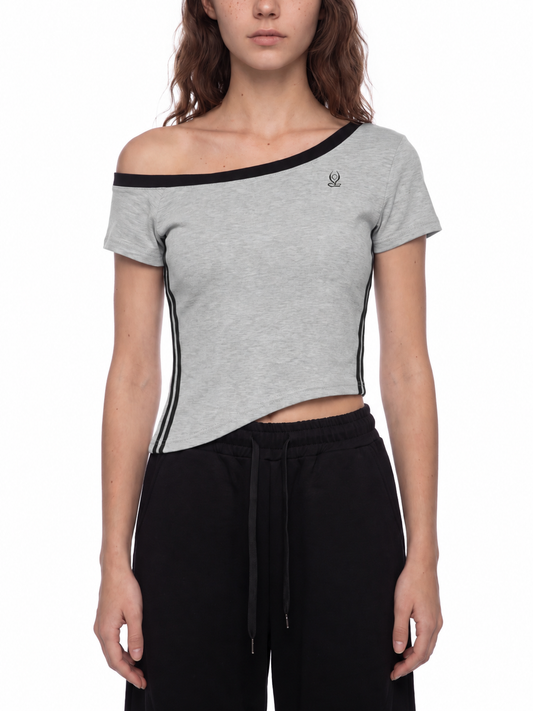 Women's Color Block Off-the-Shoulder T-Shirt
