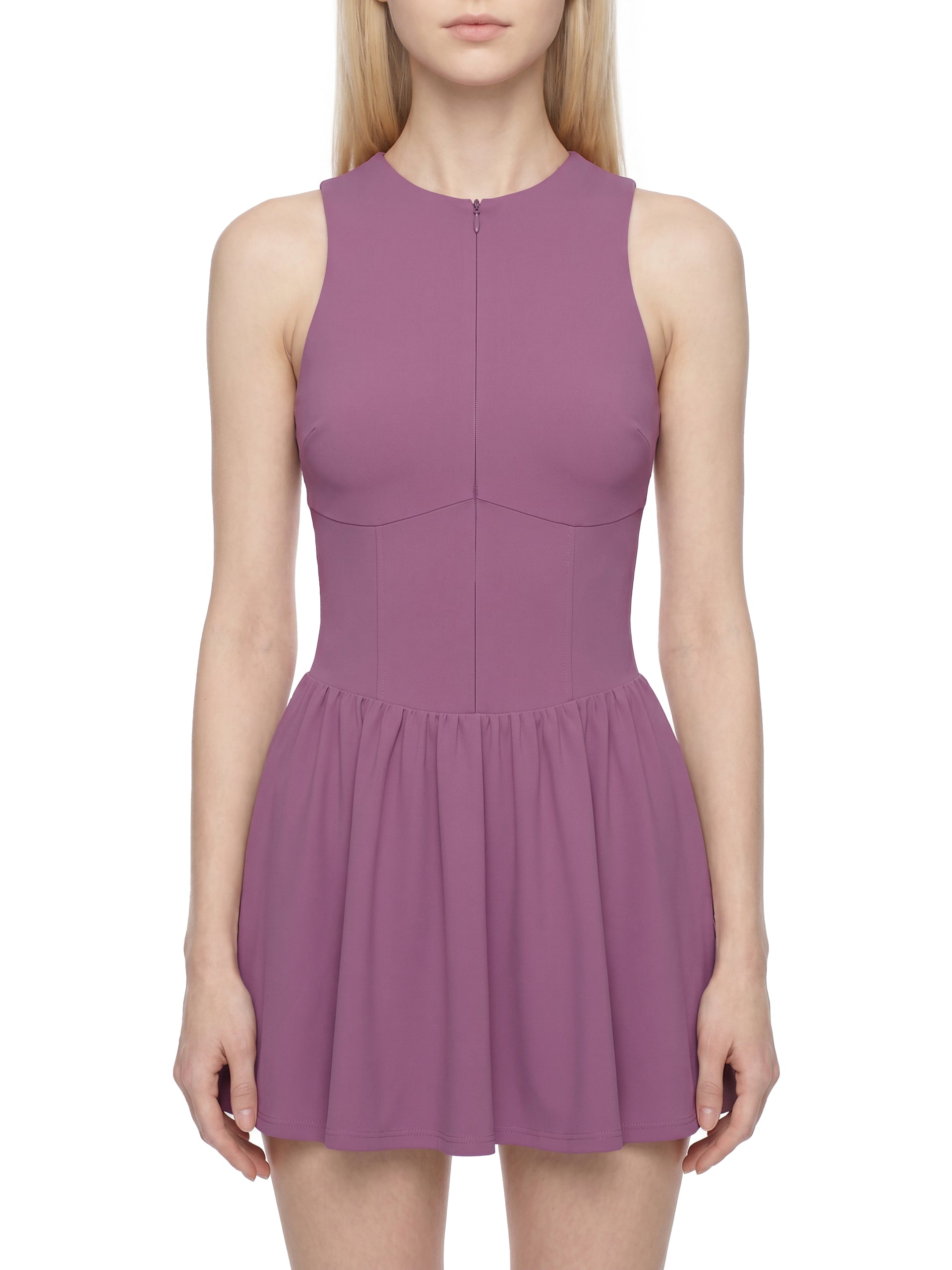 Women’s Ruched Sleeveless Full-Zip Dress