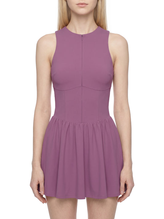 Women’s Ruched Sleeveless Full-Zip Dress