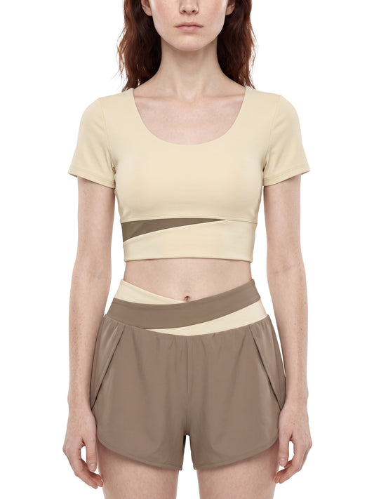 Women's Panelled Crop Yoga T-Shirt